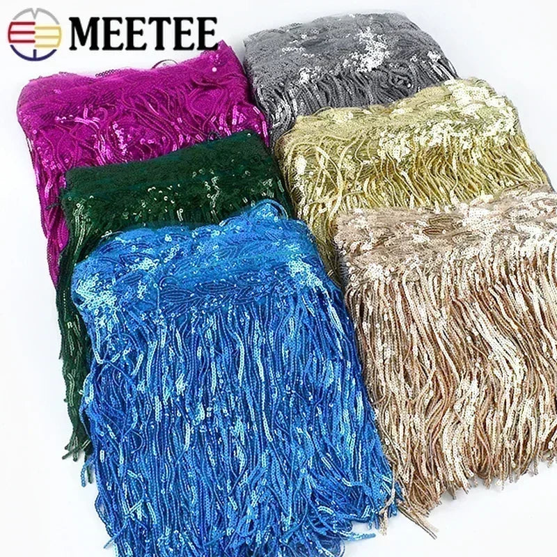 5/100Yards 20cm Sequin Tassels Fringe Glitter Dress Lace Trim Garment Ribbon Curtain Fabric Decorative DIY Sewing Accessories