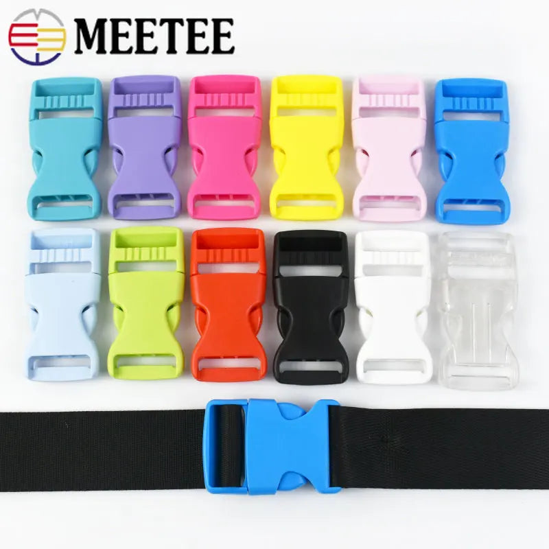 30/600Pcs Meetee 15-38mm Plastic Release Buckles Backpack Strap Hook Clip Safety Pet Collar Outdoor Luggage Webbing Accessories