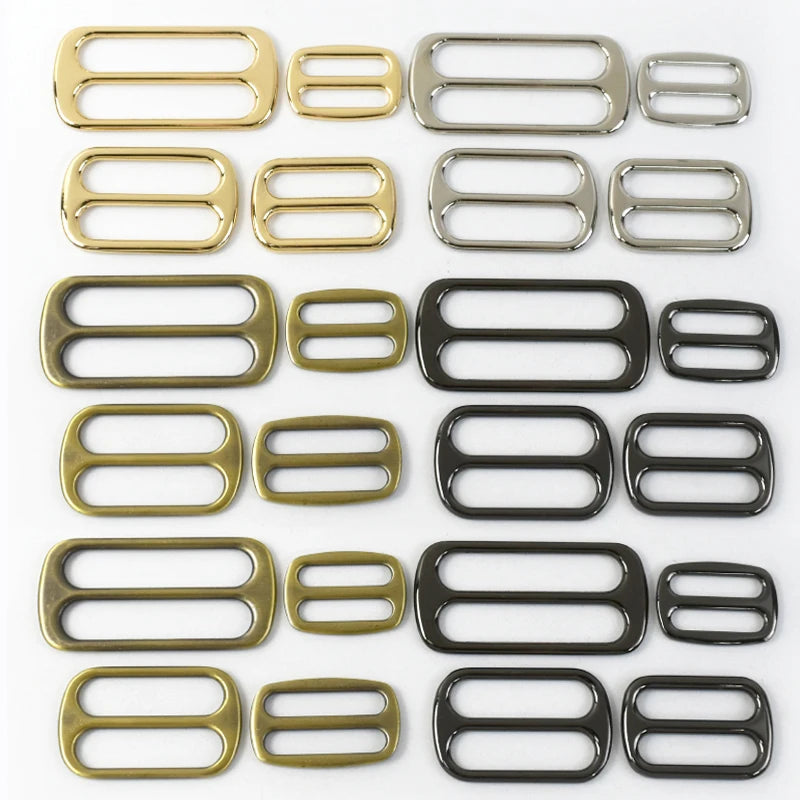 30/1000Pcs 12-50mm Webbing Adjuster Metal Buckles Handbag Strap Tri-Glide Hooks Middle Center Bar Adjust Slider Belt Buckle Hardware