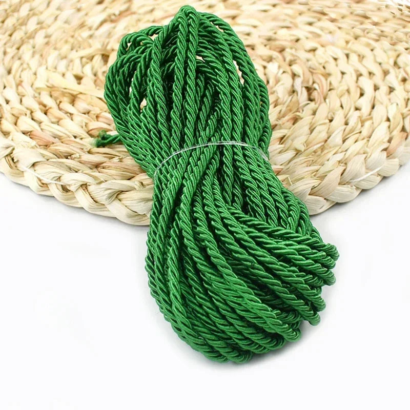 25/930M 3mm Polyester Twisted Braided Cord 3 Shares Ropes for Bag Strap Curtain Decorative Gift Box Rope DIY Sewing Accessory