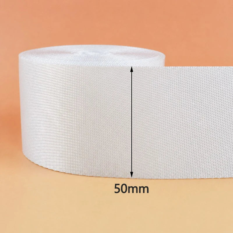 8/200Meters White Nylon Webbing 20-50mm Bag Shoulder Strap Tape Clothes Decorative Sewing Ribbon Bias Binding Accessories