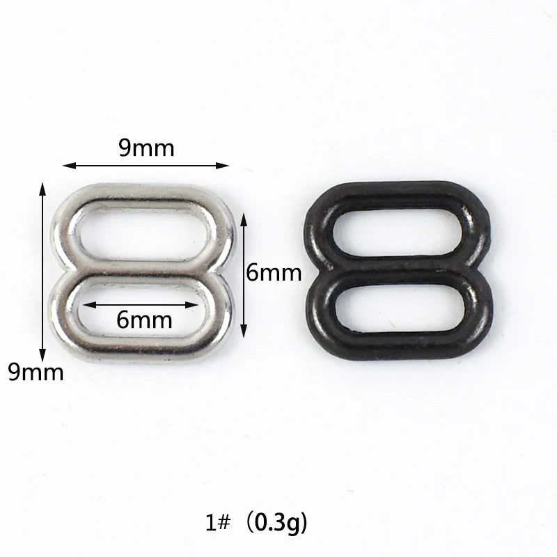 30Pcs Meetee 6-50mm Metal 8-shaped Tri-Glide Buckles Bra Rings Sliders Strap Adjust Hook Buckle Clsap DIY Bags Garment Accessory