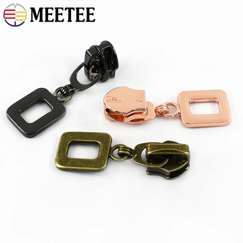 15/500Pcs Meetee Zipper Slider for 5/7# Nylon Zippers Bags Pocket Zip Pull Head Repair Kits Replacement DIY Garment Accessories