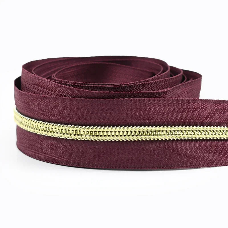 8/300M 5# Nylon Zippers Tapes Gold Silver Teeth Zipper for Sewing Bag Zips Purse Garment Zip Repair Kit DIY Accessories