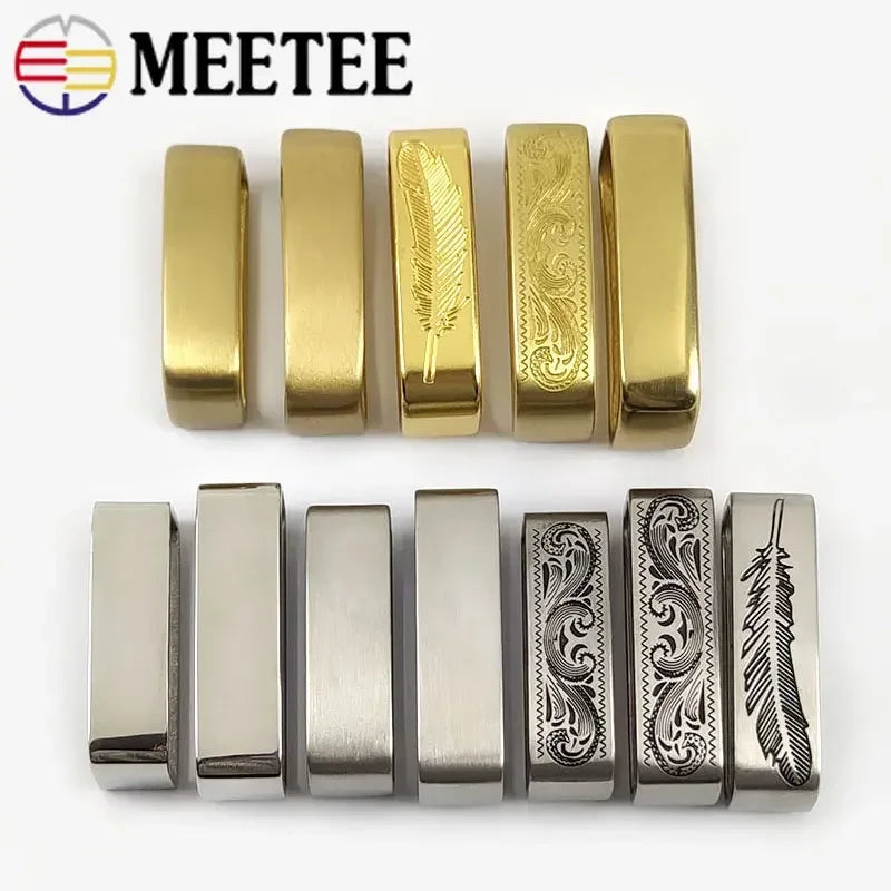 2/70Pcs Meetee 35-40mm Metal Pure Copper Belts Loops Hook Solid Brass O D Ring Belt Buckle for Men's Clothing Craft Hardware Accessories