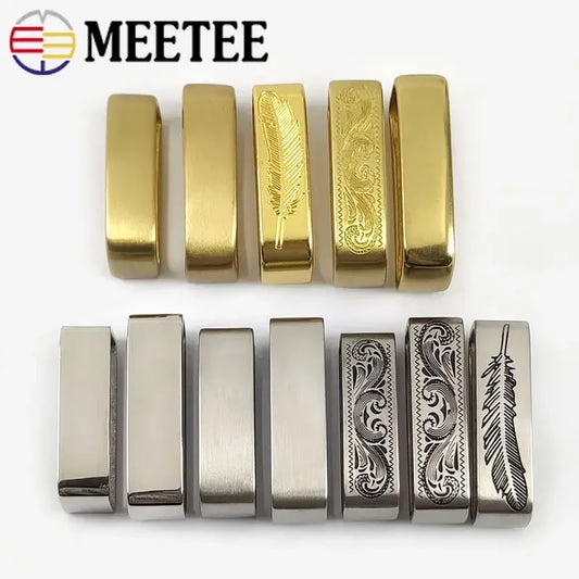 2/70Pcs Meetee 35-40mm Metal Pure Copper Belts Loops Hook Solid Brass O D Ring Belt Buckle for Men's Clothing Craft Hardware Accessories