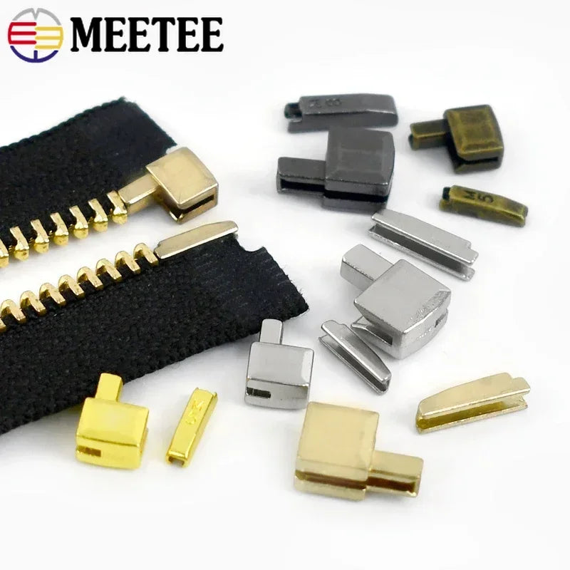 30/800Sets Metal Repair Zipper Stopper Open End Zip Slider Insert Box DIY Sewing Zippers Accessories Clothes Replacement Kit
