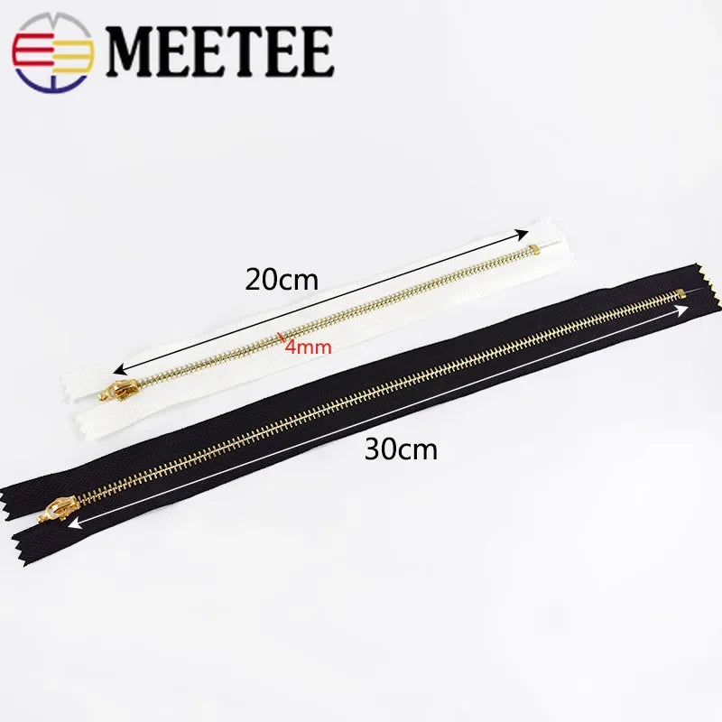 Meetee 20pcs 15-30cm 3# Metal Zipper Closed End Black White Zippers DIY Bag Purse Wallet Shoes Garment Zip Sewing Accessory