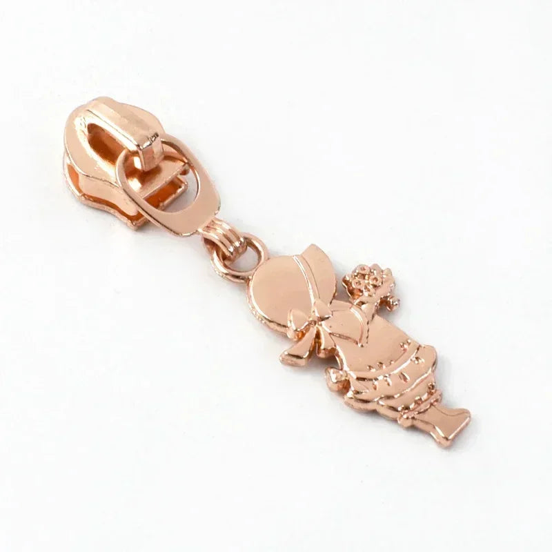 15-500Pcs 5# Rose Gold Zippers Sliders for Nylon Zip Tape Clothes Bag Sewing Zipper Replacement Puller Zips Repair Kit Accessories