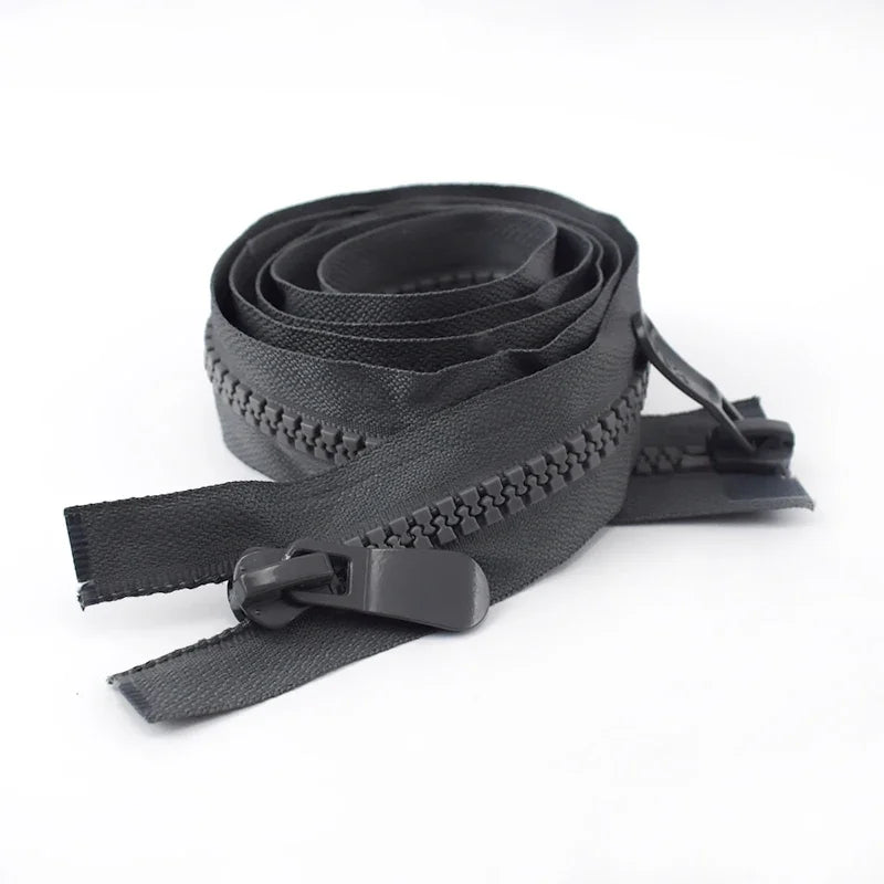 2/70Pcs Meetee 120cm 8# Resin Zippers Open End Double Slider Head Zip for Down Jacket Outdoor Backpack Tent Bag DIY Sewing Accessories