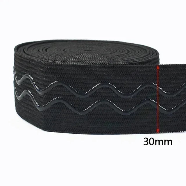 8/210M Meetee Black Silicone Elastic Bands Underwear Non-slip Rubber Tapes Waistband Belt Stretch Ribbon DIY Sewing Accessories