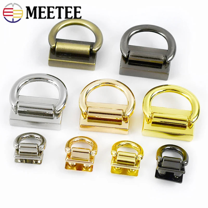 8/200Pcs D Ring Metal Bag Side Edge Hanger Buckle Bags Strap Clip Clasp for Handbag Handle Connector DIY Leather Craft