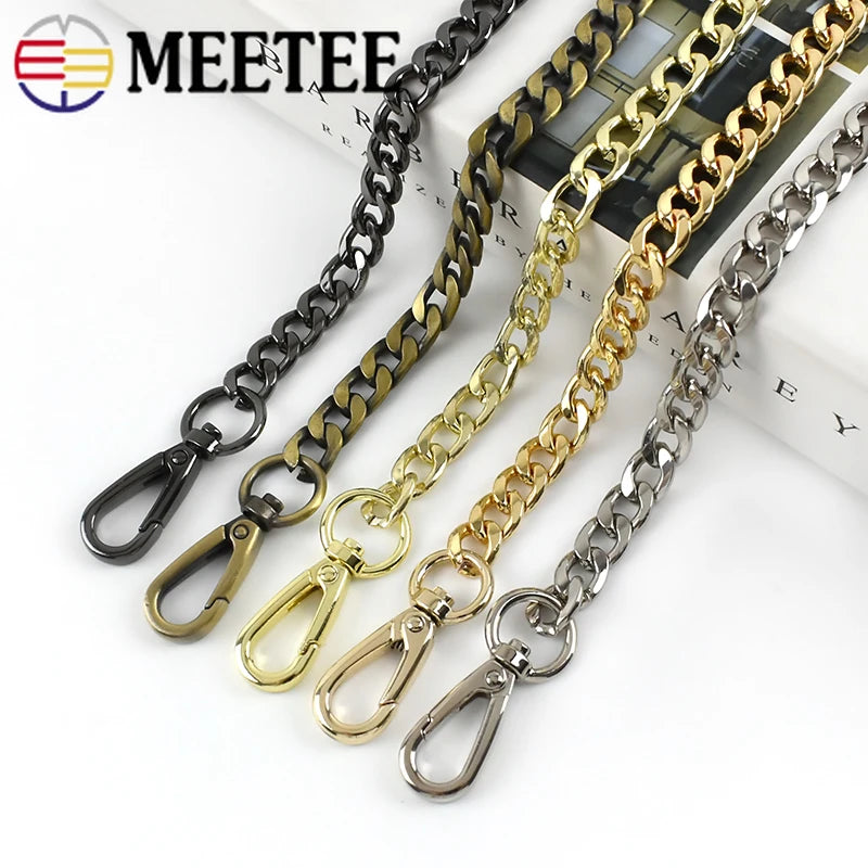 2/70Pcs Meetee 60/100/110/120cm Handbag Metal Chains with Buckles DIY Bags Purse Replacement Shoulder Straps Hardware Parts Accessories