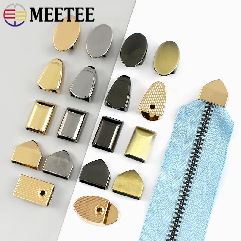 30/600Pcs Meetee Metal Zippers Tail Clip Zips Stopper Plug Head with Screw Bag Wallet Handbag Zip End Clasp DIY Hardware Accessories