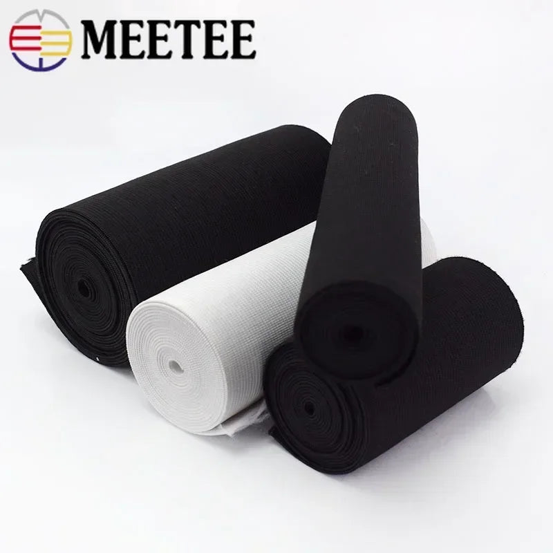 Meetee 3/100M 10/15/20/25cm Black White Elastic Bands Crochet Belt for Sewing Clothes Rubber Band Waist Strap Fabric Accessories