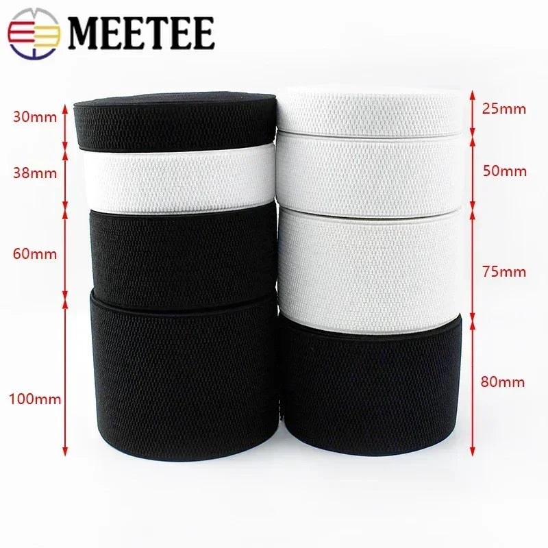 5/150Meters Meetee 2.5-10cm Elastic Bands for Sewing Clothes Waistband Rubber Webbing Tapes DIY Skirt Belt Garment Accessories