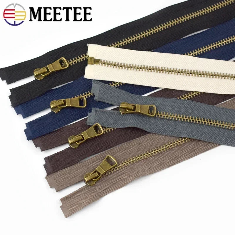 8/200Pcs 5# Copper Metal Zippers 40/50/60/70/80cm Open-End Zips Backpack Bag Jacket Clothing Decor Zipper Repair Sewing Accessory