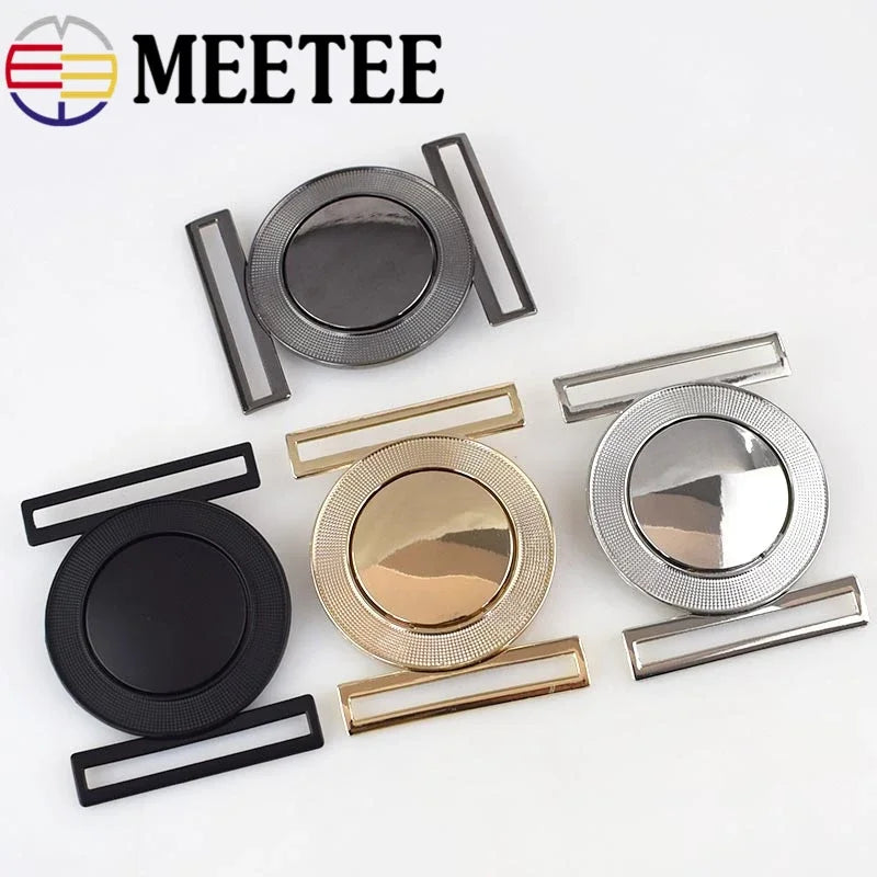 3/100Pcs Meetee 50mm Metal Alloy Belt Buckle Decor Buckles for Women's Coat Down Jacket DIY Clothing Hasp Bags Buttons Accessories