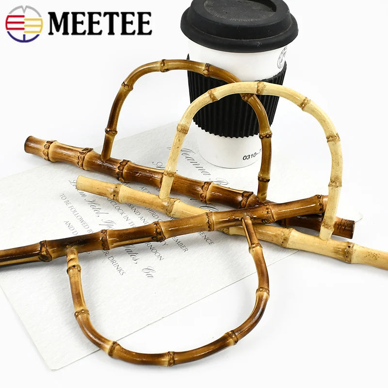 2/70Pcs Meetee 28/30cm Bamboo Bag Handle Natural Wooden Purse Frame Women Handbag Replacement Handles Handmade Bags Accessories