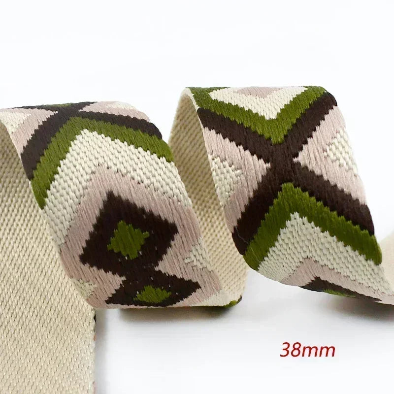 5/150Meters Nylon Webbing Band 38/50mm Jacquard Ribbon Strap 2mm Thick Handbag Garment Decorstive Webbings DIY Sewing Accessories