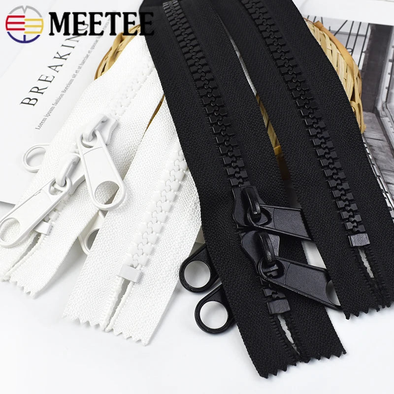 2/70Pcs 10# Resin Zipper Double Sliders Puller Two-way Zip Oversized Teeth Outdoor Tent Zippers DIY Sewing Accessories