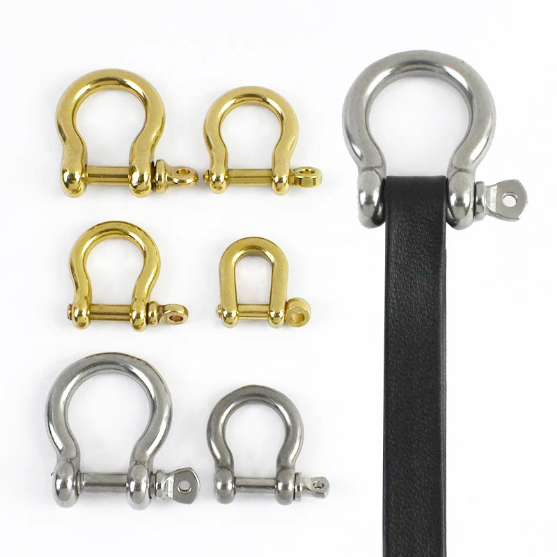 5/200Pcs Solid Brass Horseshoe Buckle 6/8/9/10mm D Ring Bow Shackle Hook Screw Detachable for Chains Wirerope Connector Buckles