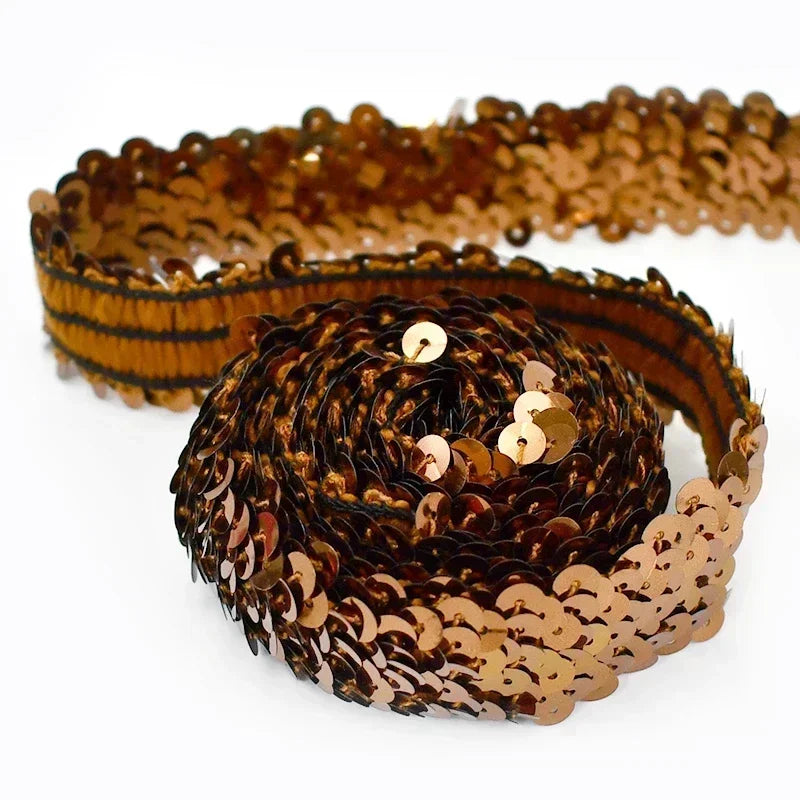 5/150M 30mm Sequins Lace Trim Stretch Ribbon Strap Laces Fabric for Craft Wedding Dress Clothes Elastic Band Sewing Accessories