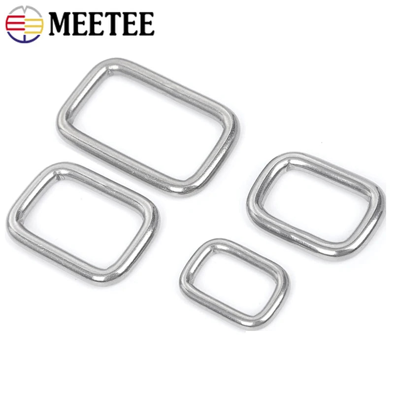 5/150Pcs 304 Stainless Steel Solid Square Ring Buckles Handbag Strap O D Rings Metal Buckle Dog Collars Clasp DIY Accessories