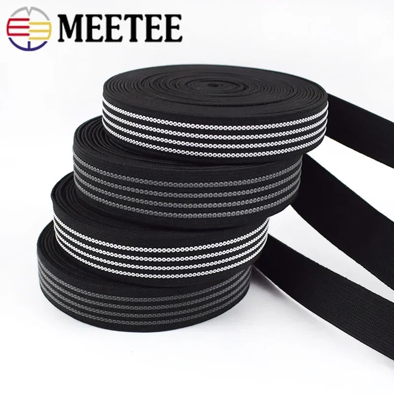 20/25mm 8/300M Anti-slip Elastic Bands White Black Rubber Material for Shoe Belts Backpack Waist Belt Sewing DIY Craft Accessory