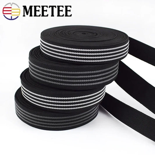 20/25mm 8/300M Anti-slip Elastic Bands White Black Rubber Material for Shoe Belts Backpack Waist Belt Sewing DIY Craft Accessory