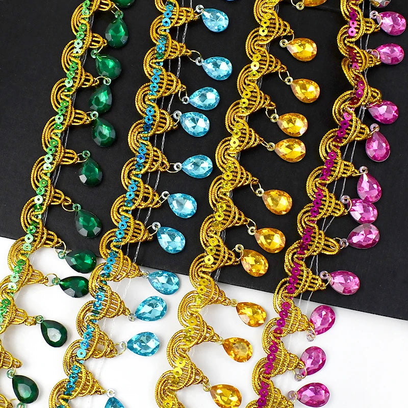 3/100Meters 45mm Fringe Tassel Lace Trim For Clothes Rhinestone Decorative Ribbons Wedding Dress Curtain DIY Sewing Accessories
