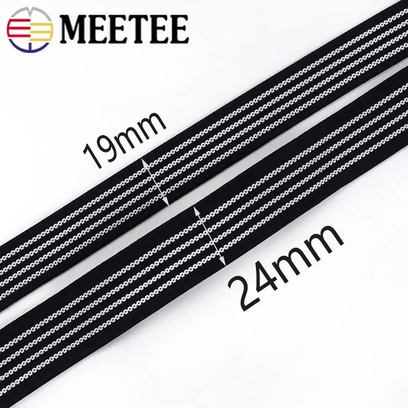 20/25mm 8/300M Anti-slip Elastic Bands White Black Rubber Material for Shoe Belts Backpack Waist Belt Sewing DIY Craft Accessory