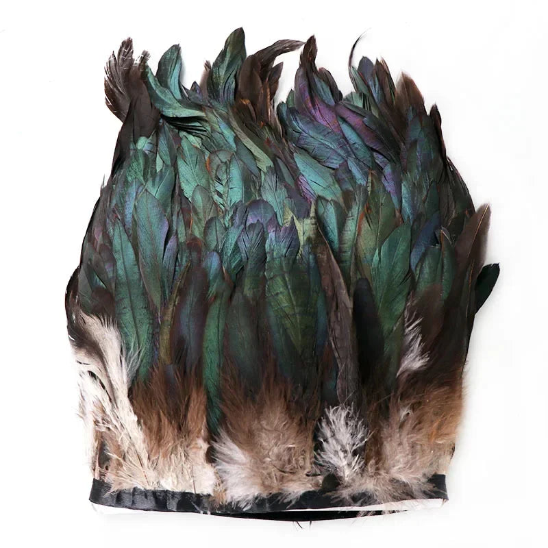 3/100M Meetee 5-6inch Natural Rooster Feather Tassel Lace Trim Fringe Ribbon for Party Dance Clothes Handmade Crafts Accessories