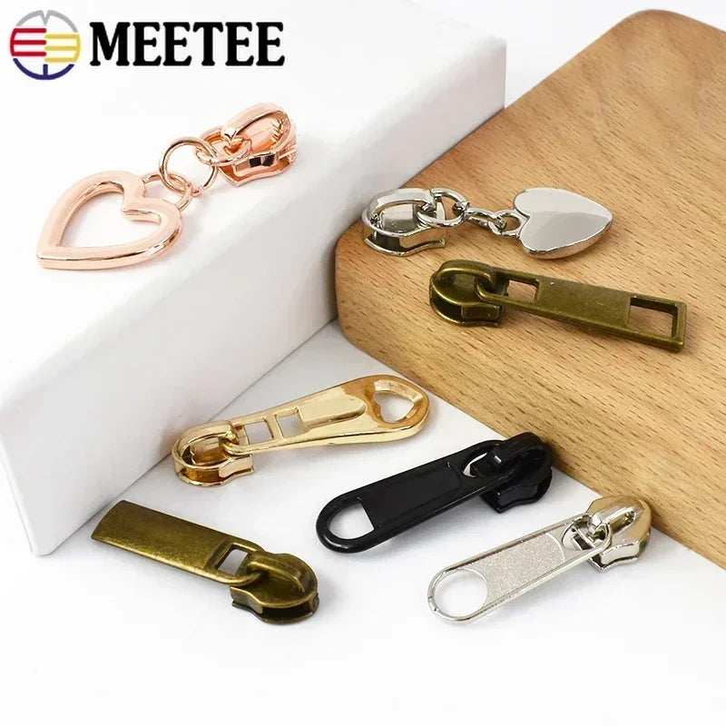 20/600Pcs Meetee Zipper Slider for 5# Nylon Zippers Tapes Backpack Jacket Zip Puller Head Repair Kit DIY Sewing Accessories