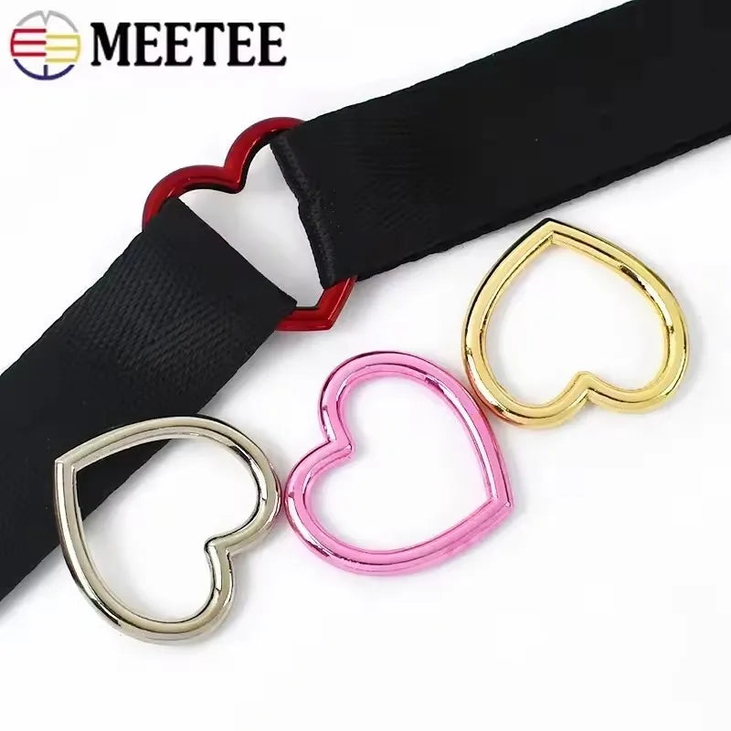 15/500Pcs Metal Heart O Ring Buckle Bags Strap Chain Connection Hooks Webbing Belt Adjust Clasp DIY Hardware Accessories