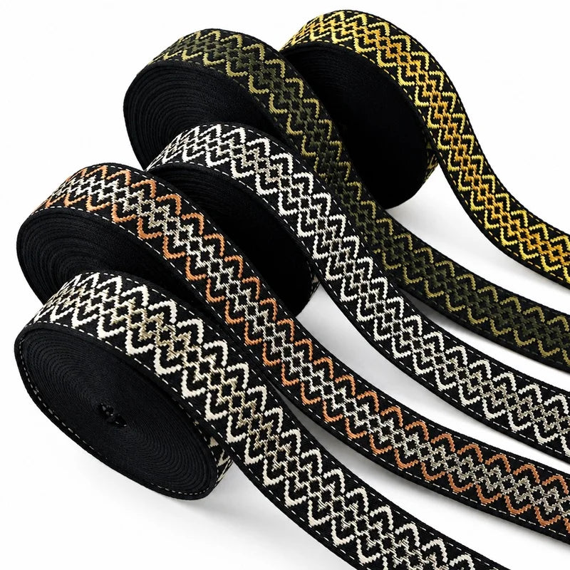 3/100Meters Jacquard Ribbon Band 38mm 1.7mm Thick Ethnic Webbing Tapes Bag Strap Repair Bias Binding DIY Garment Sewing Supplies