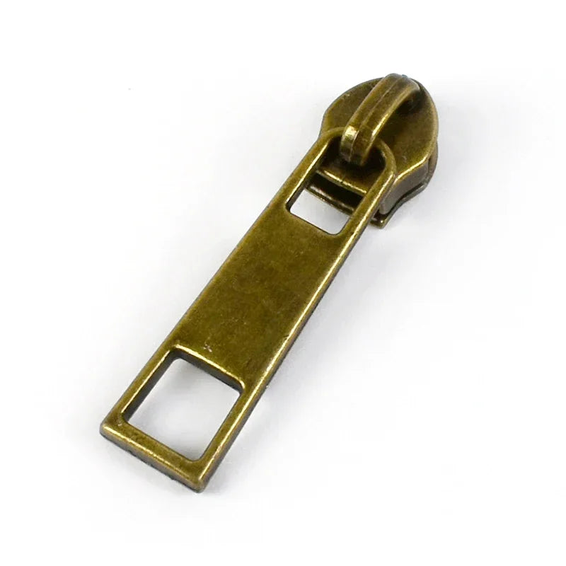 50Pcs 5# Bronze Zipper Sliders for Nylon Zippers Zip Head Puller Bag Clothes Luggage Repair Kit DIY Sewing Accessories