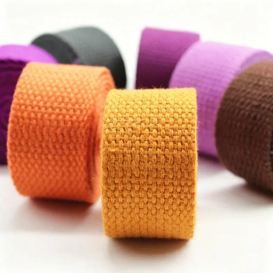 8/200Meters 20-50mm 1.3mm Thick Cotton Canvas Webbing Tape Bag Straps Backpacks Ribbons Dog Collars Clothes DIY Sewing Accessories