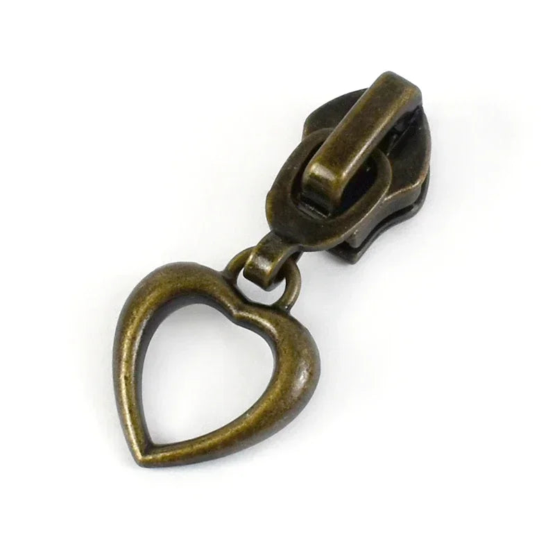 50Pcs 5# Bronze Zipper Sliders for Nylon Zippers Zip Head Puller Bag Clothes Luggage Repair Kit DIY Sewing Accessories