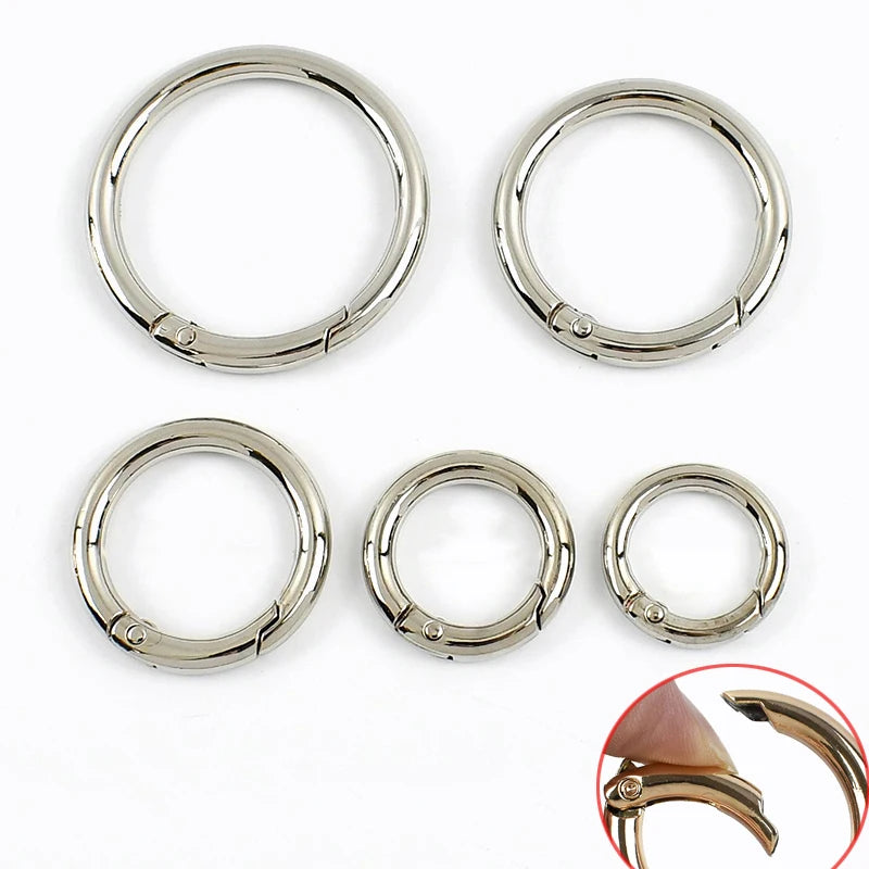 30/670Pcs 13-50mm Metal O Rings Buckles for Bag Strap Connect Hook Keychain Spring Ring Snap Hooks Dog Collar Carabiner Belt Loop