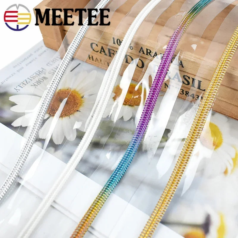 8/300M 5# Nylon Zippers Tapes PVC Transparent Coil Zipper for Sewing Raincoat Bag Decor Zip Repair Kit DIY Clothing Accessories