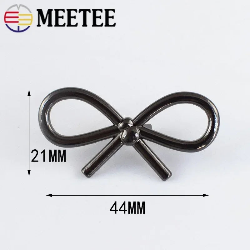 Meetee 20/600Pcs  44*22mm Bow Shoes Buckle Metal Bags Clothing Decor Buckles DIY Leather Craft Luggage Hardware Accessories BD437
