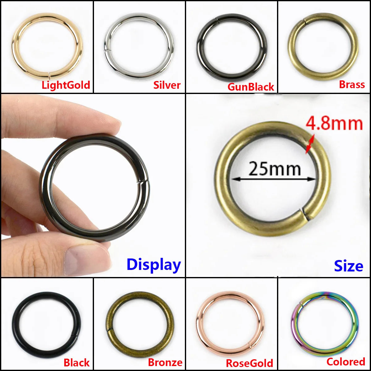 15/500Pcs 20/25/32mm Spring Gate O Ring Metal Buckles Openable Keyring Snap Hook Bag Strap Trigger Carabiner Clip Clasp Accessories