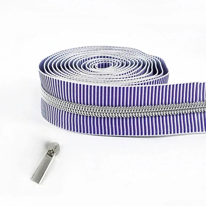 5/20Meters Meetee 5# Striped Nylon Zippers Tape for Sewing Bag Continuous Roll Coil Zip By the Meter DIY Garment Accessories