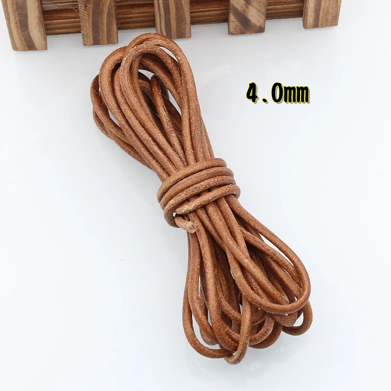 Meetee 3/100Meter 1.5/2/2.5/3/4/5mm Round Real Genuine Leather Cord Rope for Bracelet Necklace DIY Jewelry Cords Bags Craft Making