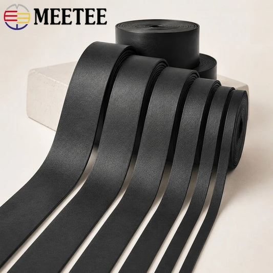 20/50Meters 5-30mm Black PU Leather Ribbon Soft Flat Cord for Handbag Straps Jewelry Necklaces Sewing Decor Craft Webbing Supplies