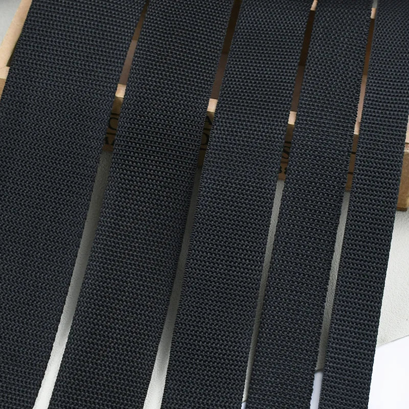 15/500M Black PP Polypropylene Webbing Tape for Bag 20-100mm Ribbon Strap By The Meter 1.3mm Thick Seat Belt Webbings SewingSupplies