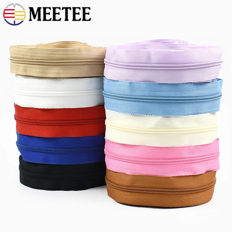 2/50Sets 3# Nylon Zipper Tape Assortment Kit Zippers for Sewing Coil Zip Strip Roll with Zips Sliders DIY Bags Clothing Craft Accessories