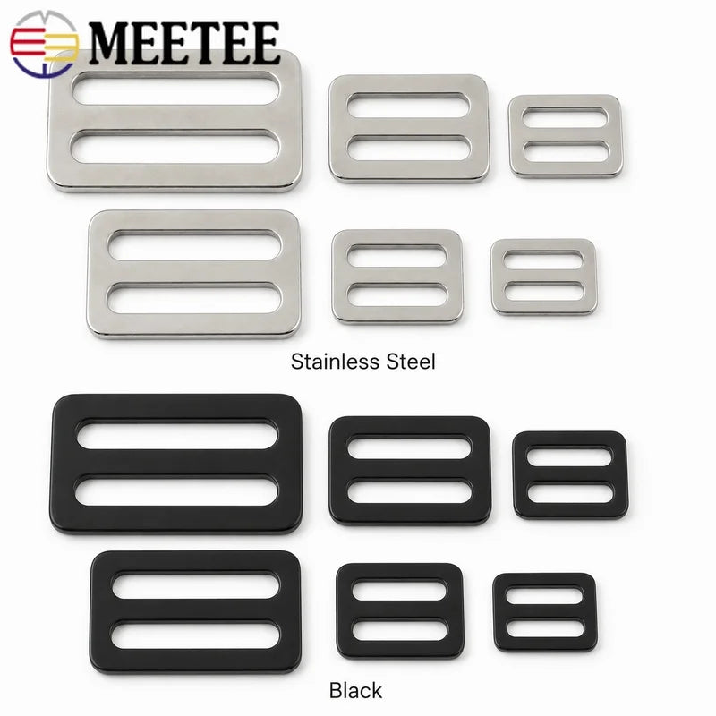 20/100Pcs 20-50mm Stainless Steel Tri-Glide Buckles Strap Slider Rings for Backpack Bag Belt Webbing Adjuster Hardware Parts