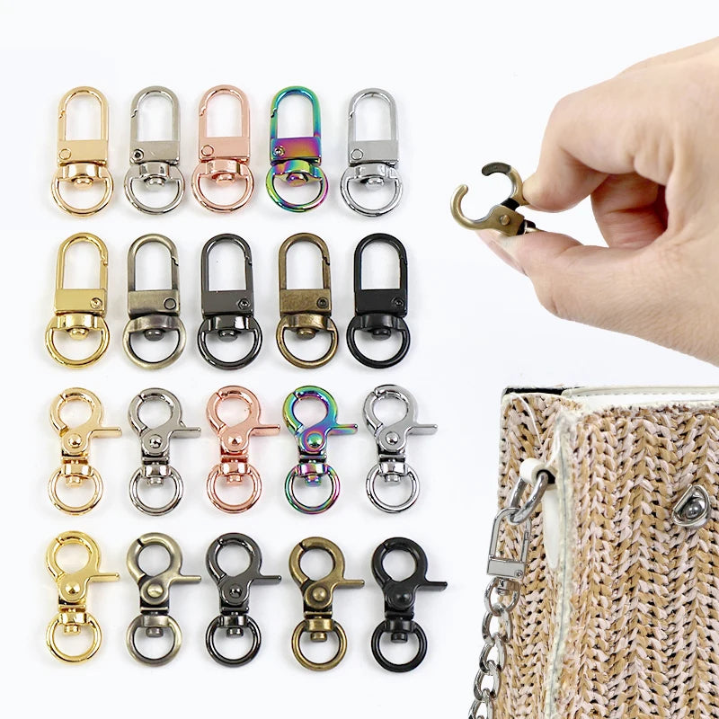 20/600Pcs Mini Carabiner Metal Buckles Swivel Rings Lobster Clasp Lanyards Trigger Spring Snap Hook Hardware Accessories